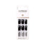 Refect Beauty KISS imPRESS medium length press-on nails in black and silver glitter finish in retail packaging.