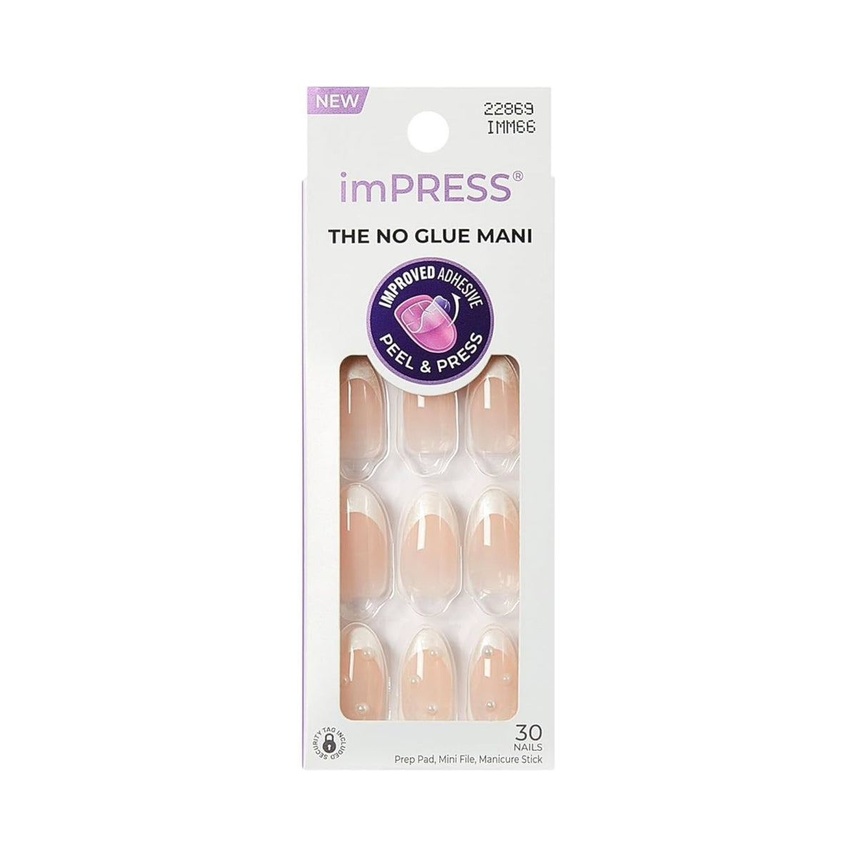 Refect Beauty KISS imPRESS Chills press-on nails featuring a nude base with pearly white French tips and 3D accents.