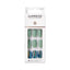 Refect Beauty Kiss imPRESS medium almond press-on nails in matte sage green and metallic iridescent finishes.