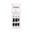 Refect Beauty Kiss imPRESS Midnight Drive press-on nails in black and white with gold accents in packaging