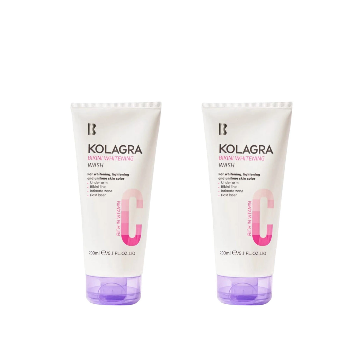 Refect Beauty Kolagra Bikini Whitening Wash twin pack for intimate area brightening and gentle daily cleansing.