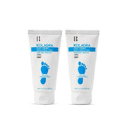 Refect Beauty Kolagra foot cream 1+1 offer featuring two white tubes with blue text for repairing cracked heels.