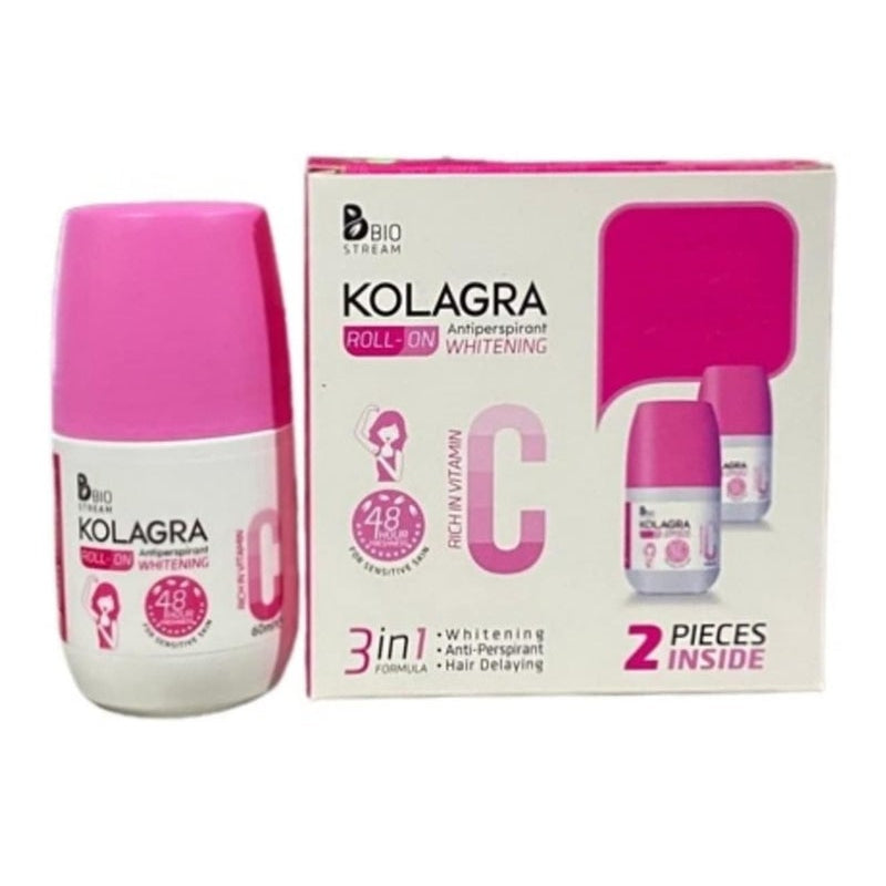 Refect Beauty Kolagra whitening roll-on deodorant cotton candy promopack with two bottles in pink and white packaging