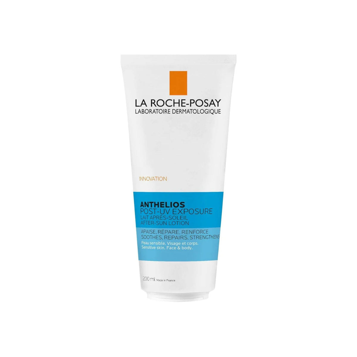 Refect Beauty La Roche-Posay Anthelios after-sun lotion in a white and blue tube for soothing sensitive skin.