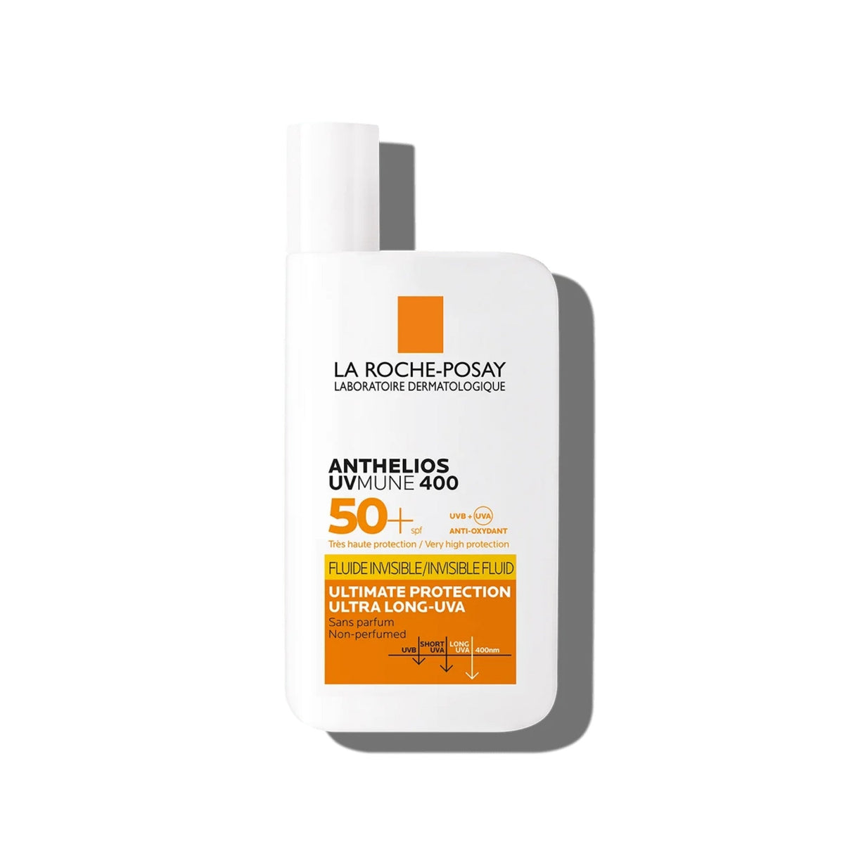 Refect Beauty La Roche-Posay Anthelios UVMune 400 Invisible Fluid SPF50+ sunscreen bottle for sensitive skin