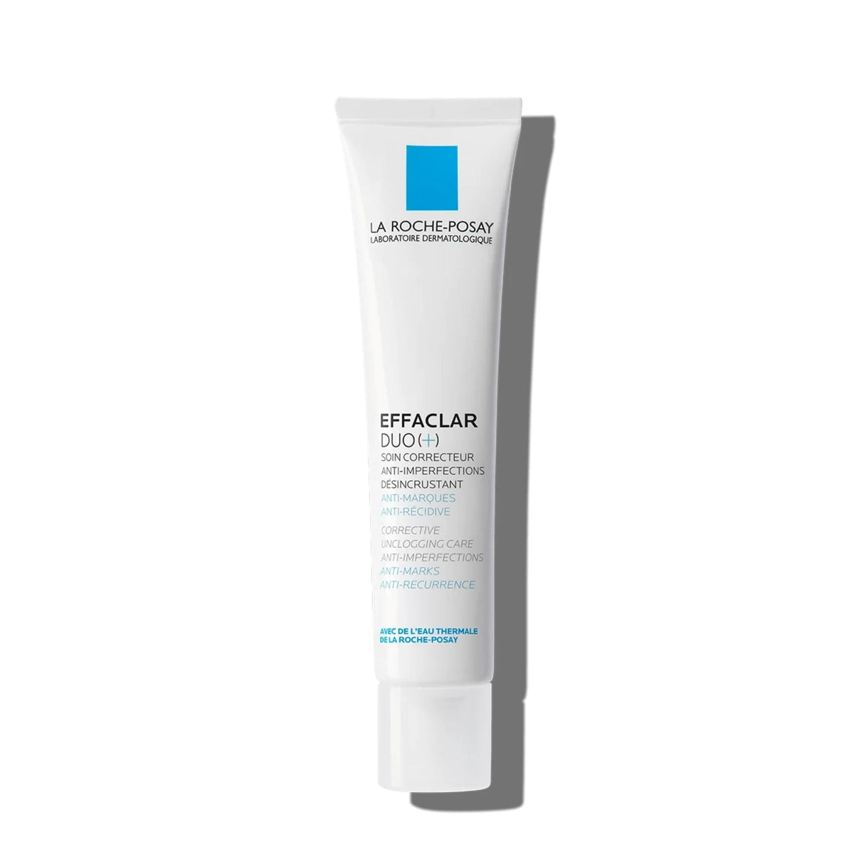 Refect Beauty La Roche-Posay Effaclar Duo+ gel-cream for oily, acne-prone skin in a white squeeze tube.