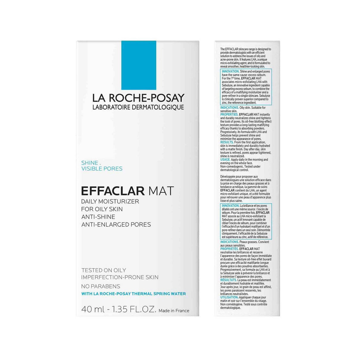 Refect Beauty La Roche-Posay Effaclar Mat oil-control moisturizer box for oily and acne-prone skin
