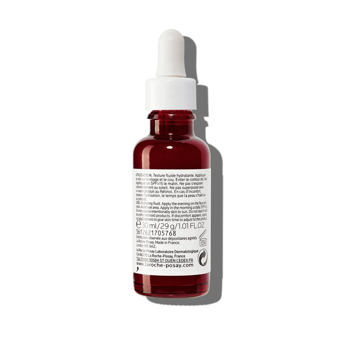 Refect Beauty La Roche-Posay 0.3% Retinol and Vitamin B3 serum bottle back view showing product information label