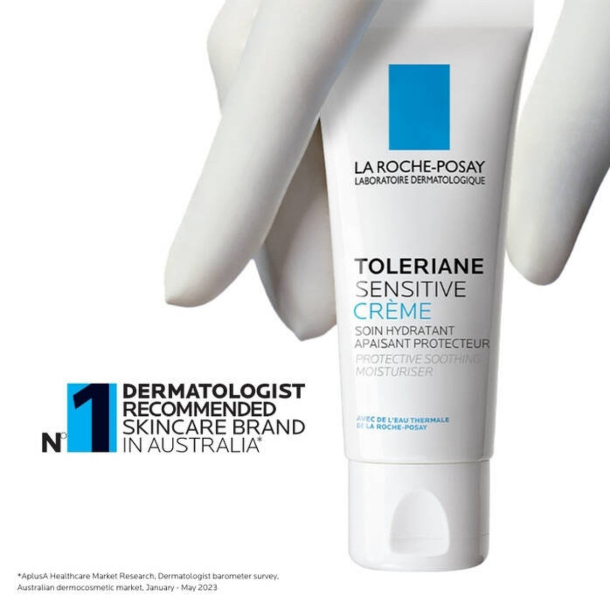 Refect Beauty La Roche-Posay Toleriane Sensitive Creme soothing moisturiser for dry, sensitive skin in a white tube.