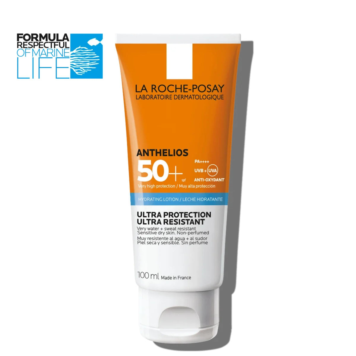 Refect Beauty La Roche-Posay Anthelios Hydrating Lotion SPF 50+ sunscreen in a 100ml squeeze tube.