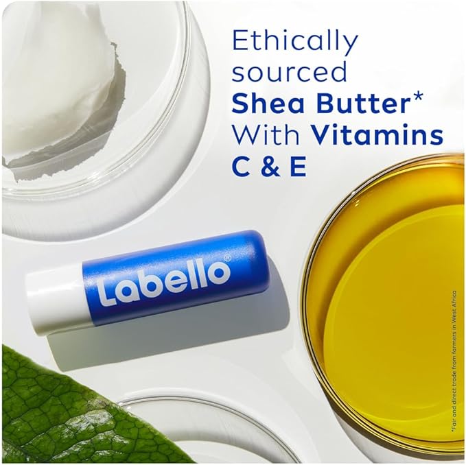 Refect Beauty Labello 24H Melt-In Moisture lip balm in blue tube with shea butter and vitamins C and E