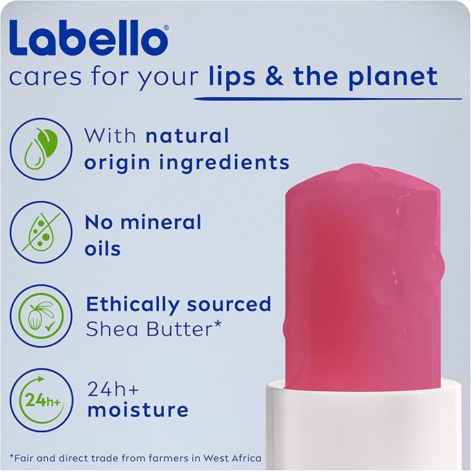 Refect Beauty Labello Watermelon Shine lip balm with natural ingredients and shea butter for 24-hour hydration