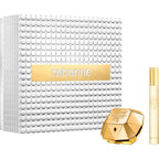 Refect Beauty Paco Rabanne Lady Million gift set featuring a diamond-shaped perfume bottle and travel spray