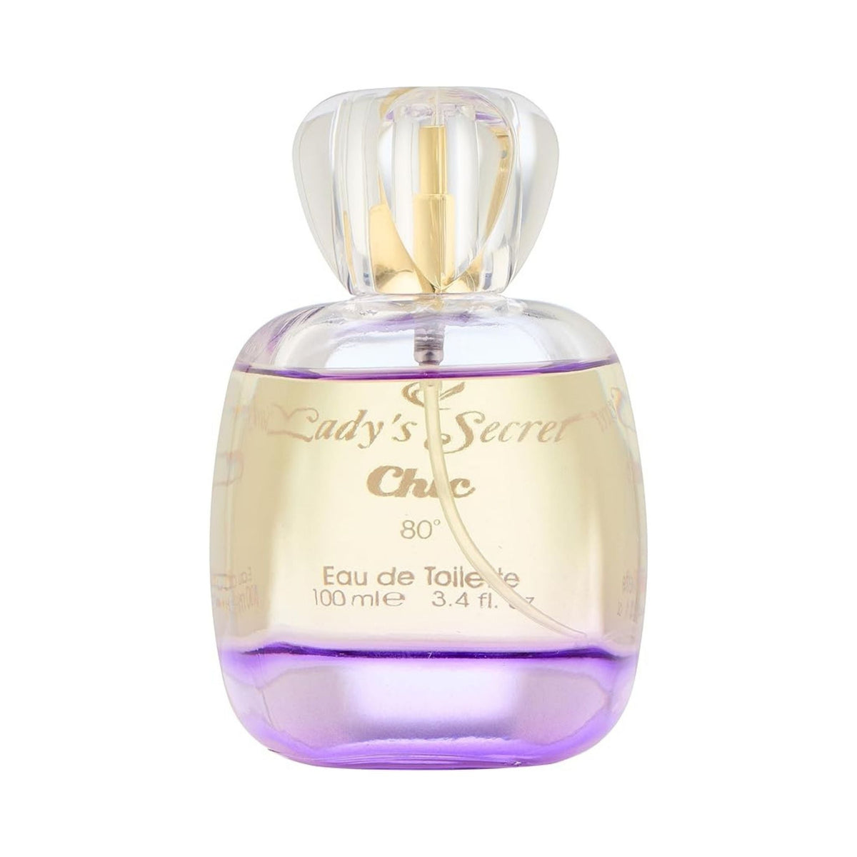 Refect Beauty Lady's Secret Chic floral fruity eau de toilette in a clear glass bottle with a purple base