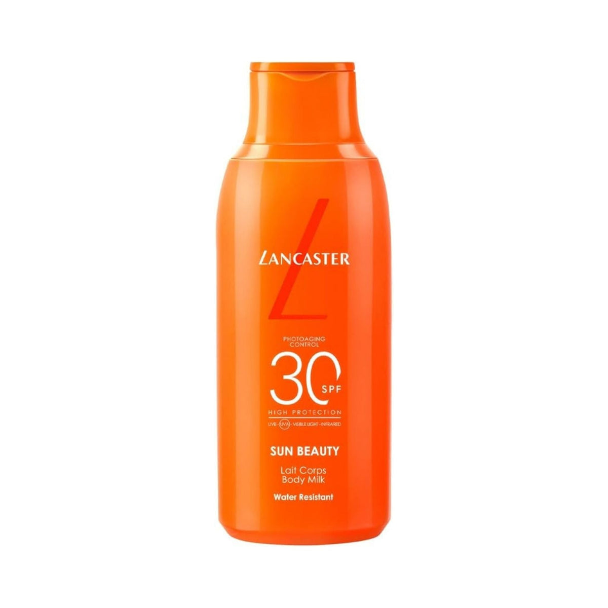 Refect Beauty Lancaster Sun Beauty SPF 30 body milk in an orange bottle for sun protection and tanning