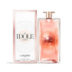 Refect Beauty Lancome Idole Aura eau de parfum bottle and box with rose gold metallic finish and floral scent profile