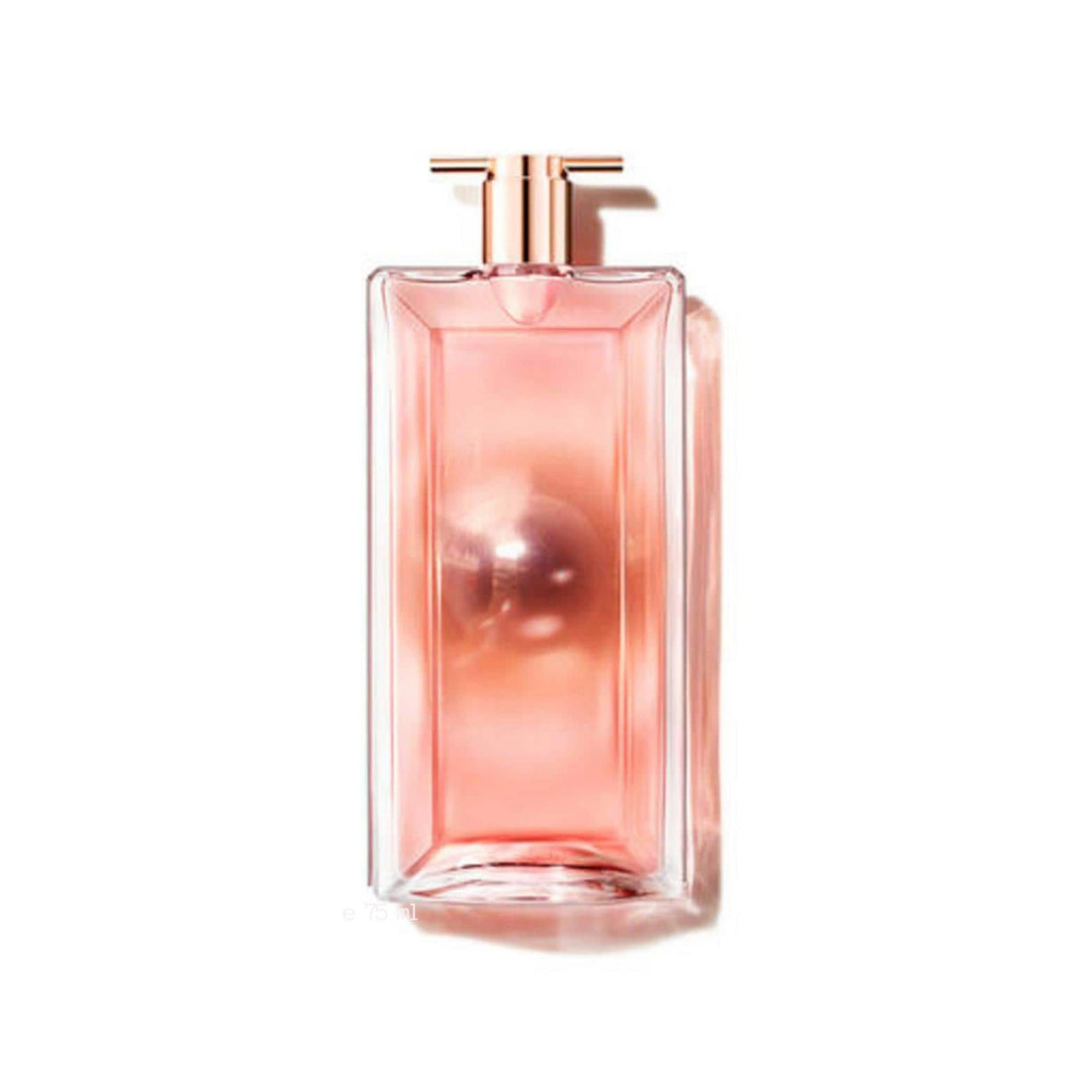 Refect Beauty Lancome Idole Aura Eau de Parfum in a slim, rose-gold tinted glass bottle with a metallic cap.