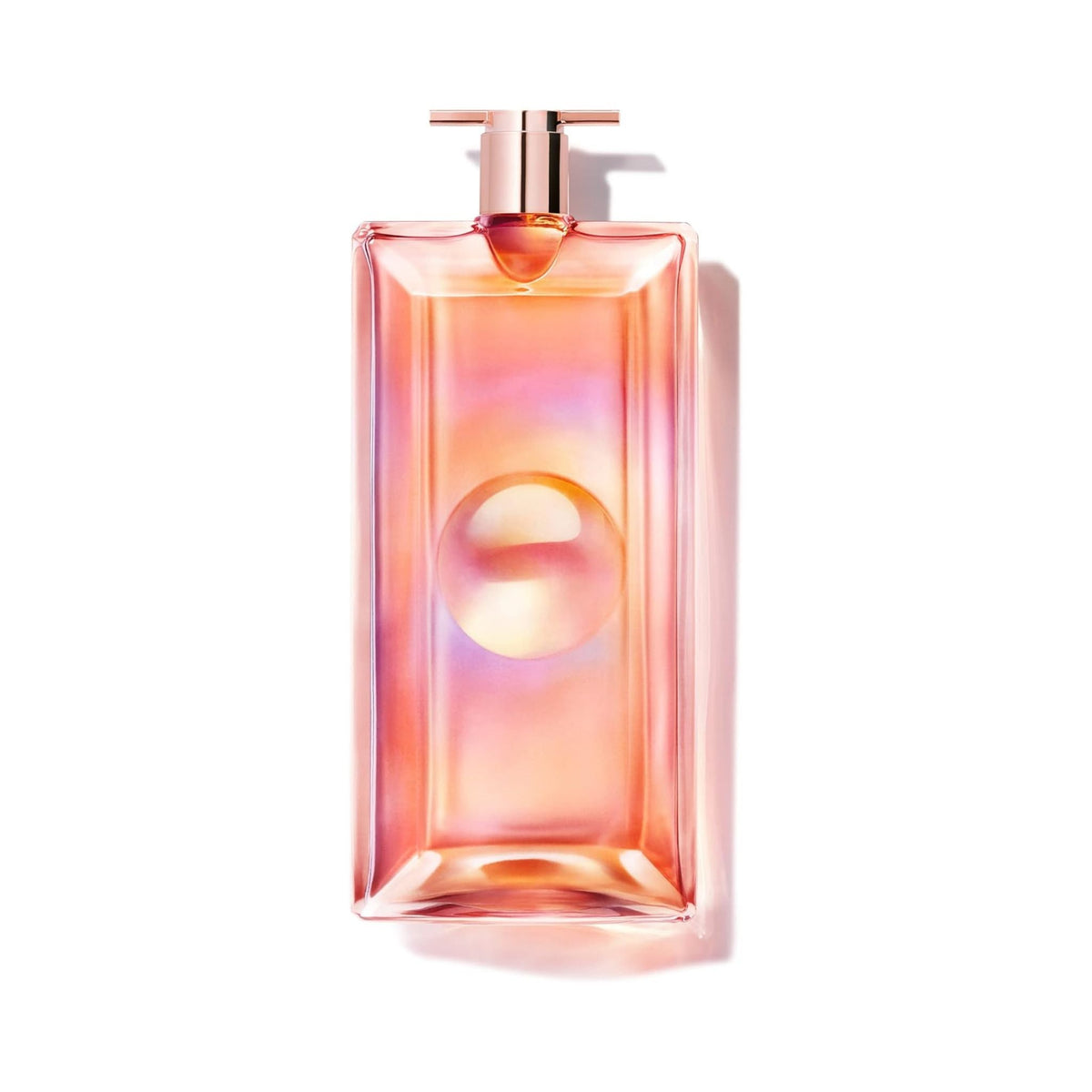 Refect Beauty Lancôme Idôle Nectar perfume bottle with a slim, iridescent peach glass design and rose gold cap.