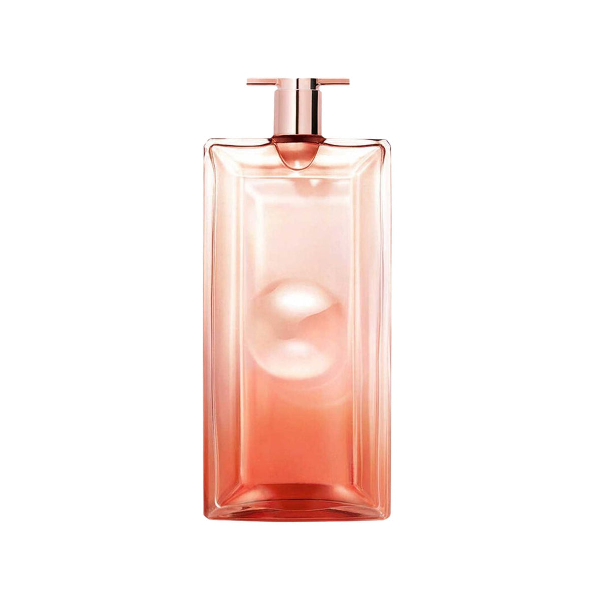 Refect Beauty Lancôme Idôle Now Eau de Parfum in a sleek, tall, rose-gold tinted glass bottle with a metallic cap.