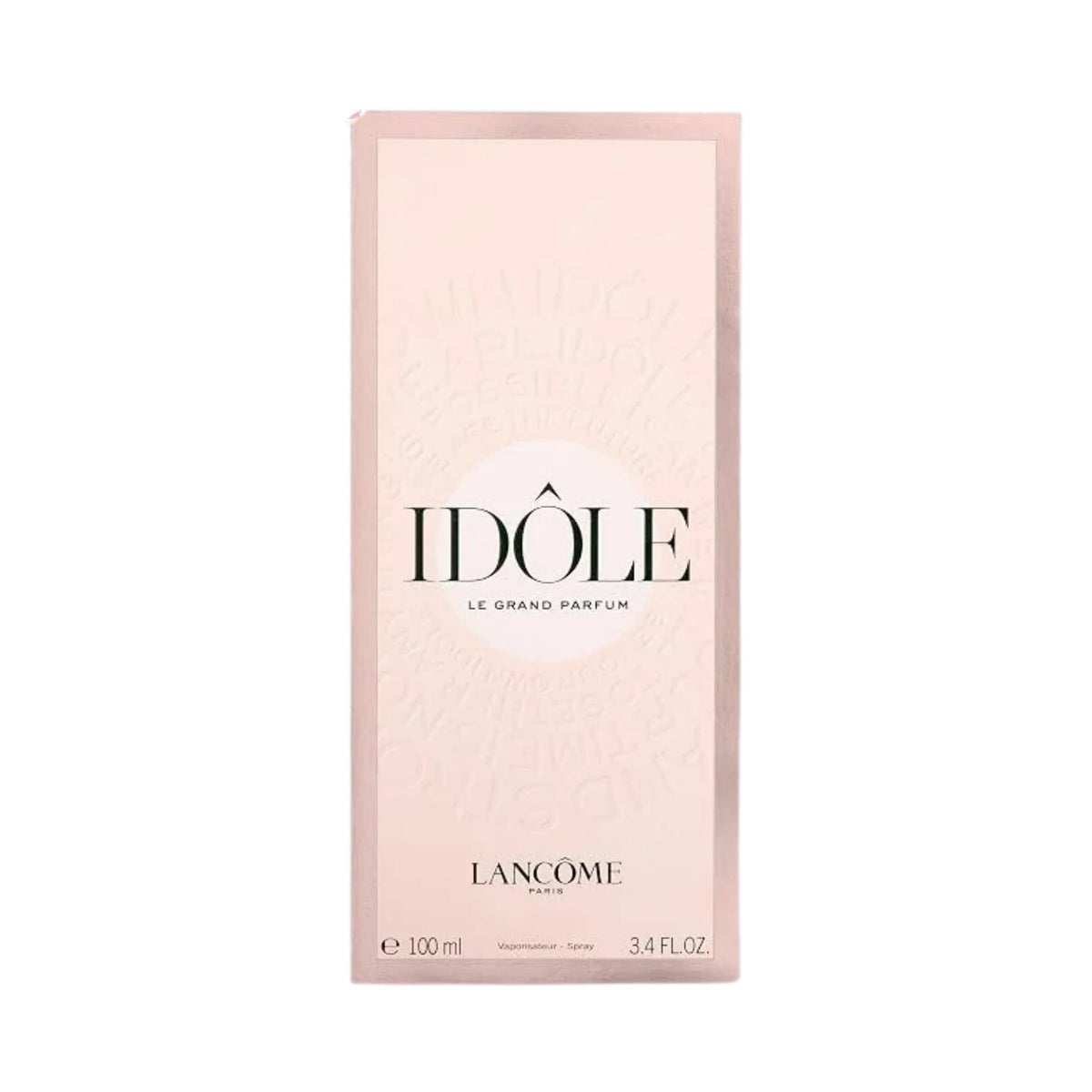 Refect Beauty Lancôme Idôle Eau de Parfum 100ml bottle in a soft pink rectangular box with elegant branding.