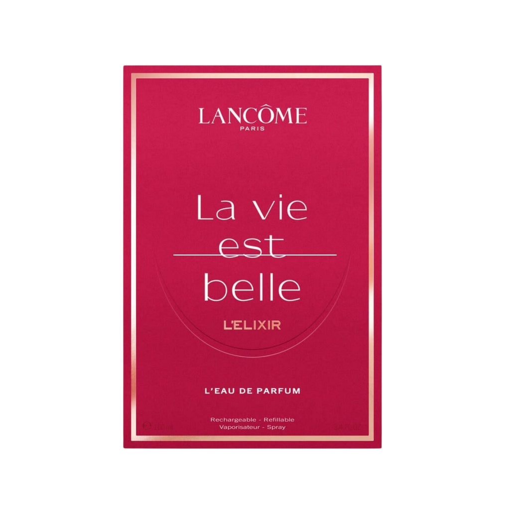 Refect Beauty Lancome La Vie Est Belle L'Elixir Eau de Parfum box in deep red with elegant gold typography 100ml