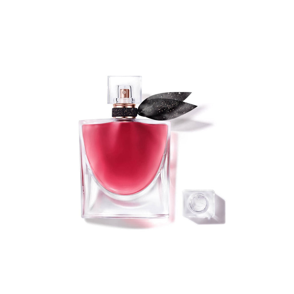 Refect Beauty Lancome La Vie Est Belle L'Elixir perfume bottle with deep pink liquid and a black glittery bow 50ml
