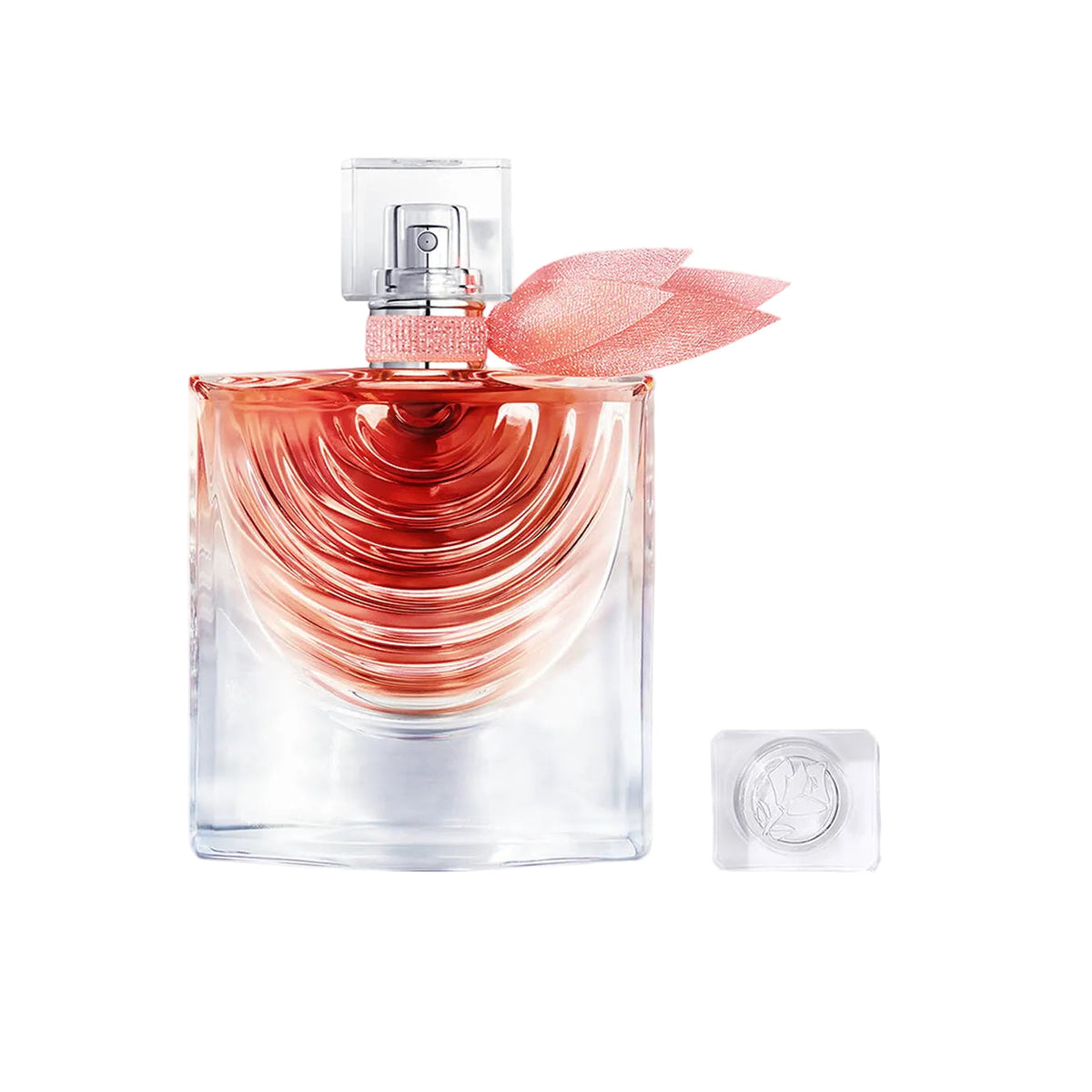 Refect Beauty Lancome La Vie Est Belle Iris Absolu eau de parfum in a glass bottle with a pink ribbon and cap