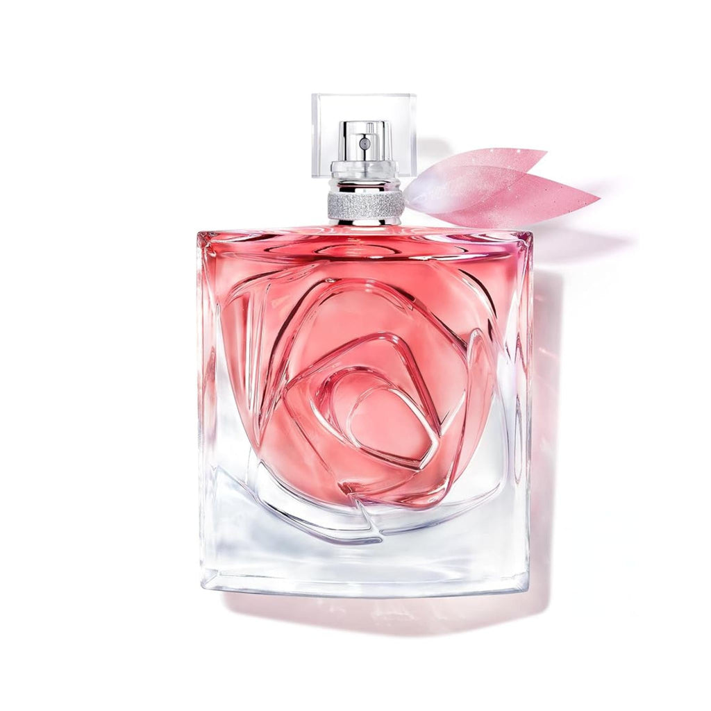 Refect Beauty Lancome La Vie Est Belle Rose Extraordinaire perfume bottle with a sculpted rose glass design