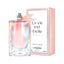 Refect Beauty Lancôme La Vie Est Belle Soleil Cristal perfume bottle with iridescent glass and pink ribbon next to box
