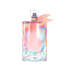 Refect Beauty Lancôme La Vie Est Belle Soleil Cristal perfume bottle with iridescent glass and a soft pink ribbon
