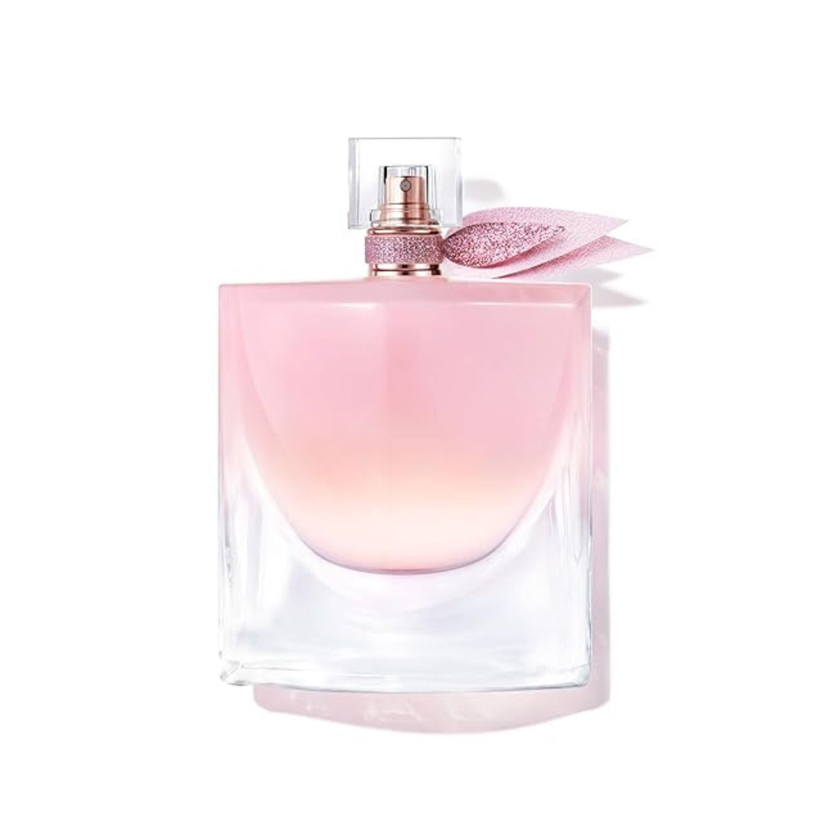 Refect Beauty Lancôme La Vie Est Belle Vanille Nude perfume bottle with soft pink gradient glass and glittery ribbon