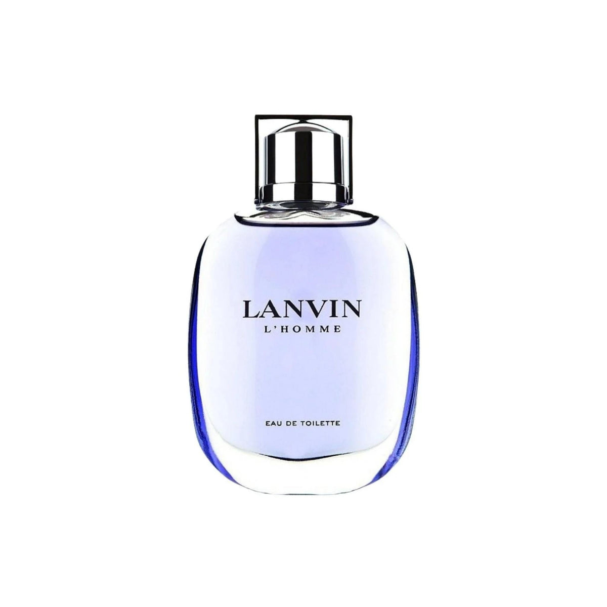 Refect Beauty Lanvin L'homme Eau de Toilette in a clear glass bottle with a silver cap and light purple fragrance.