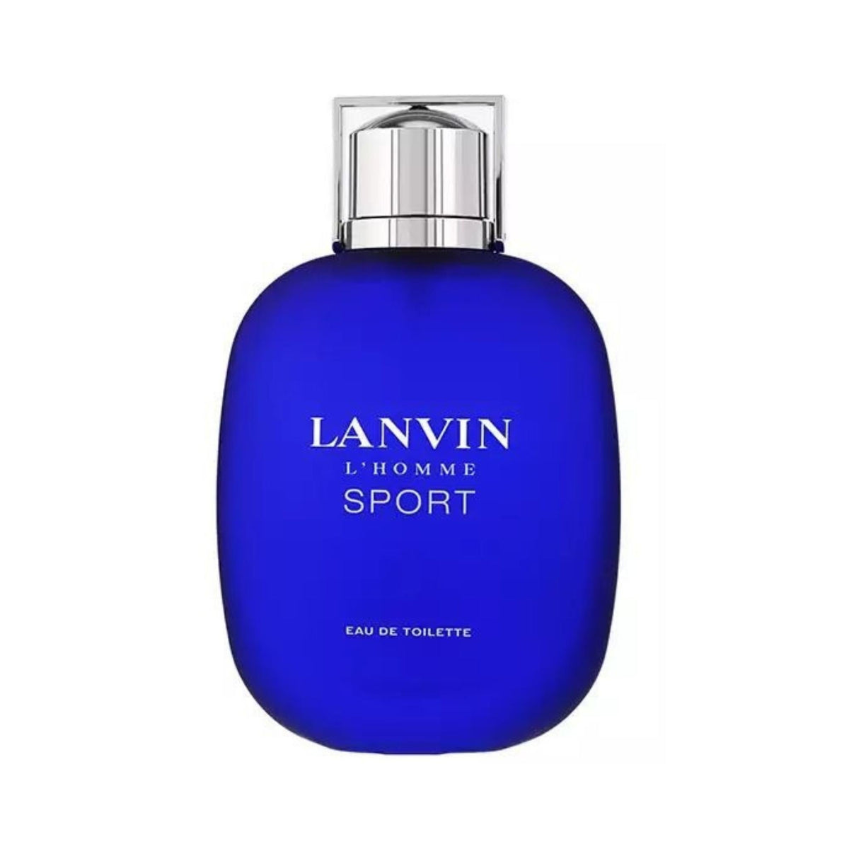 Refect Beauty Lanvin L'Homme Sport Eau de Toilette in a vibrant blue glass bottle with a silver cap.