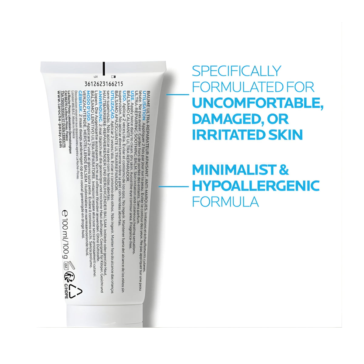 Refect Beauty La Roche-Posay Cicaplast Baume B5+ 100ml repairing balm tube with white packaging and blue text.