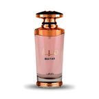 Refect Beauty Lattafa Mayar Eau de Parfum in a sleek glass bottle with rose gold accents and floral fruity scent