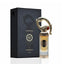 Refect Beauty Lattafa Pride Sehr eau de parfum bottle with ornate gold dragon cap next to its black presentation box.