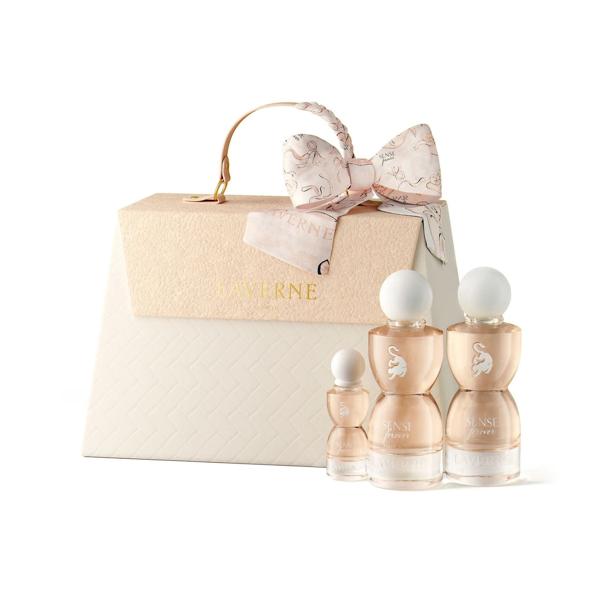 Refect Beauty Laverne Sense Forever fragrance gift set with perfume, hair mist, and travel bottle in a luxury box.
