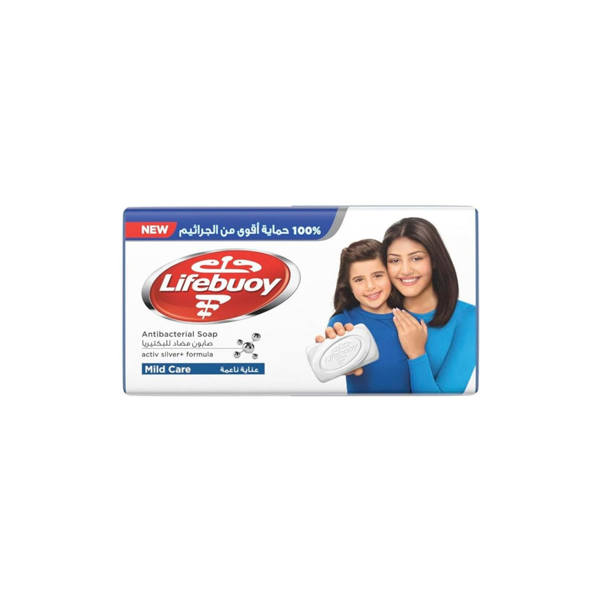 Refect Beauty Lifebuoy Mild Care antibacterial soap bar packaging featuring a smiling mother and daughter