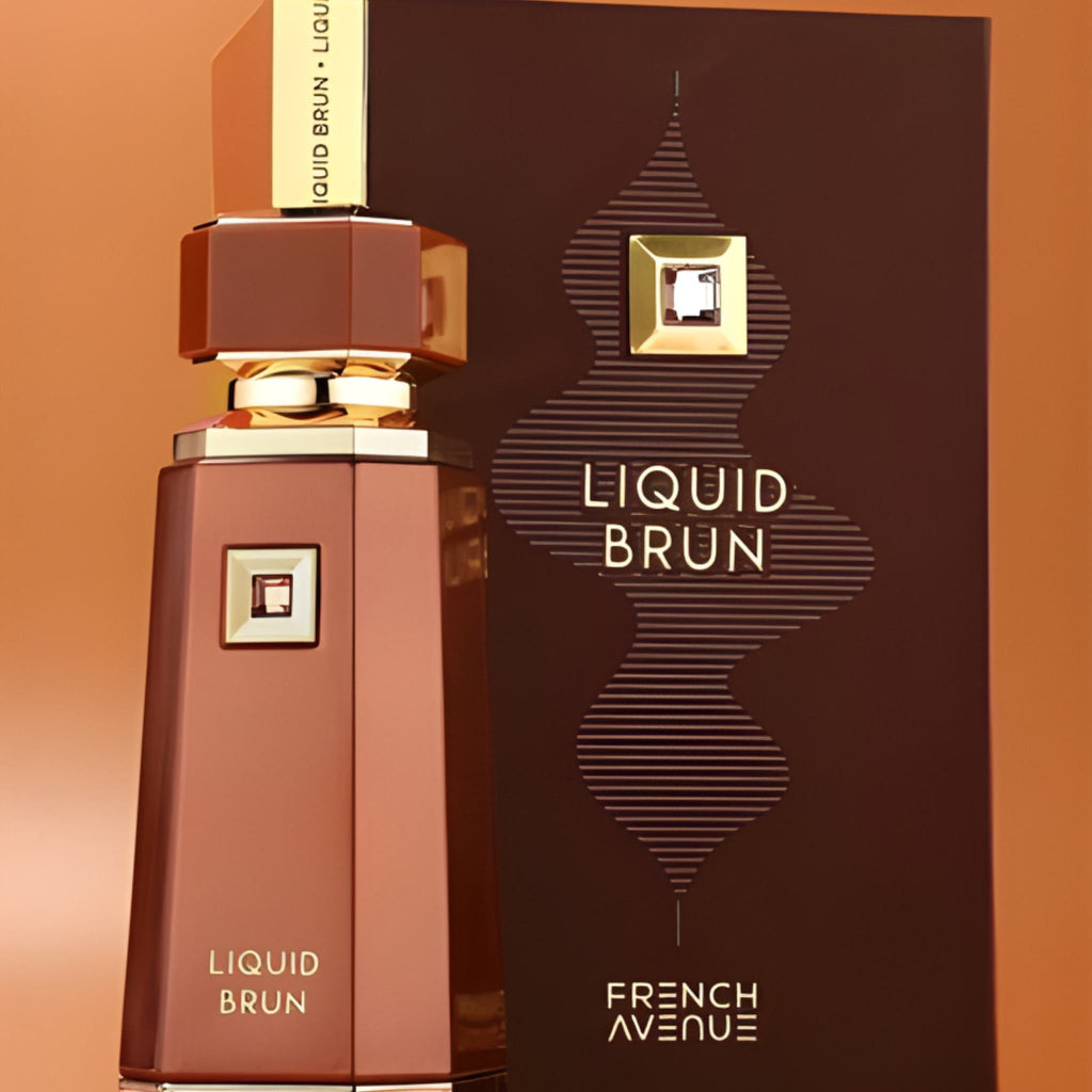 Refect Beauty French Avenue Liquid Brun eau de parfum bottle and box with a sleek brown design and gold accents