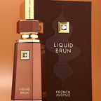 Refect Beauty French Avenue Liquid Brun eau de parfum bottle and box with a sleek brown design and gold accents