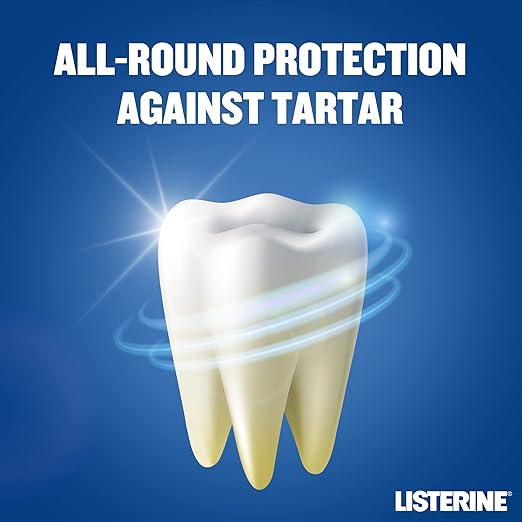 Refect Beauty Listerine Total Care Tartar Protect graphic showing a clean white tooth with protective blue rings