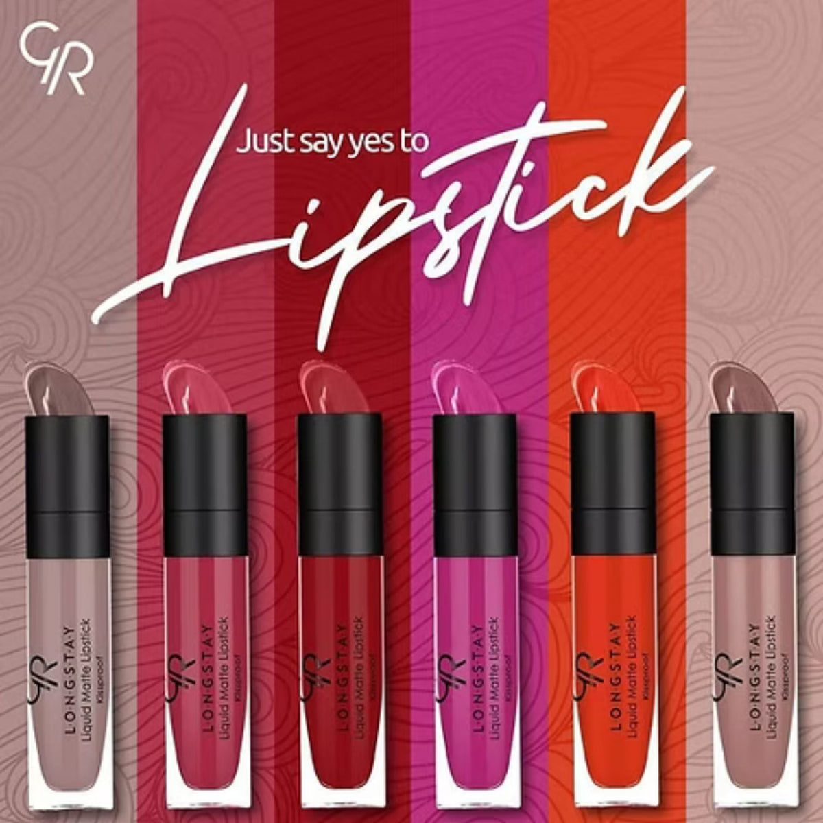 Refect Beauty Golden Rose Longstay liquid matte lipsticks in six vibrant shades with matching color swatches