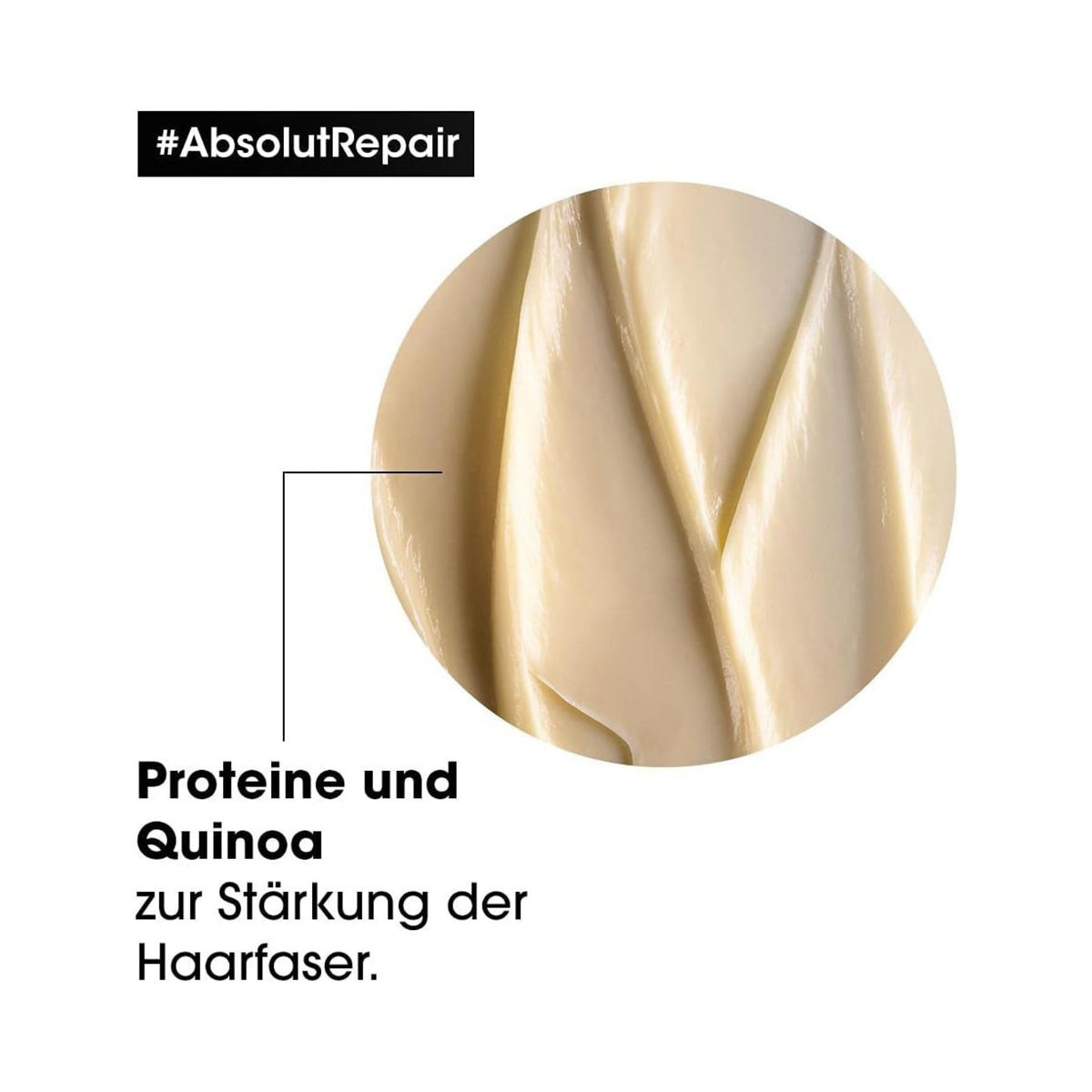 Refect Beauty L'Oréal Professionnel Absolut Repair hair mask texture showing rich creamy formula with protein and quinoa