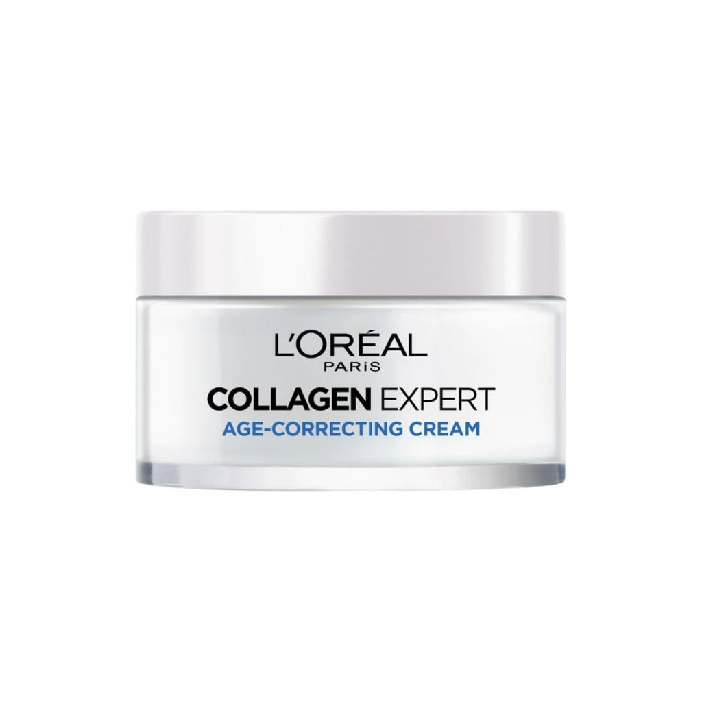 Refect Beauty L'Oréal Collagen Expert moisture-filling cream in a white jar for anti-aging and hydration.