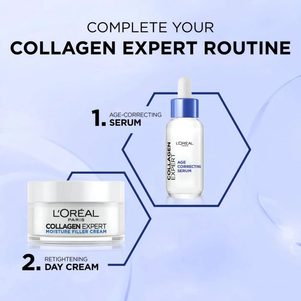 Refect Beauty L'Oréal Collagen Expert anti-aging serum and moisture filler cream set for a complete skincare routine.