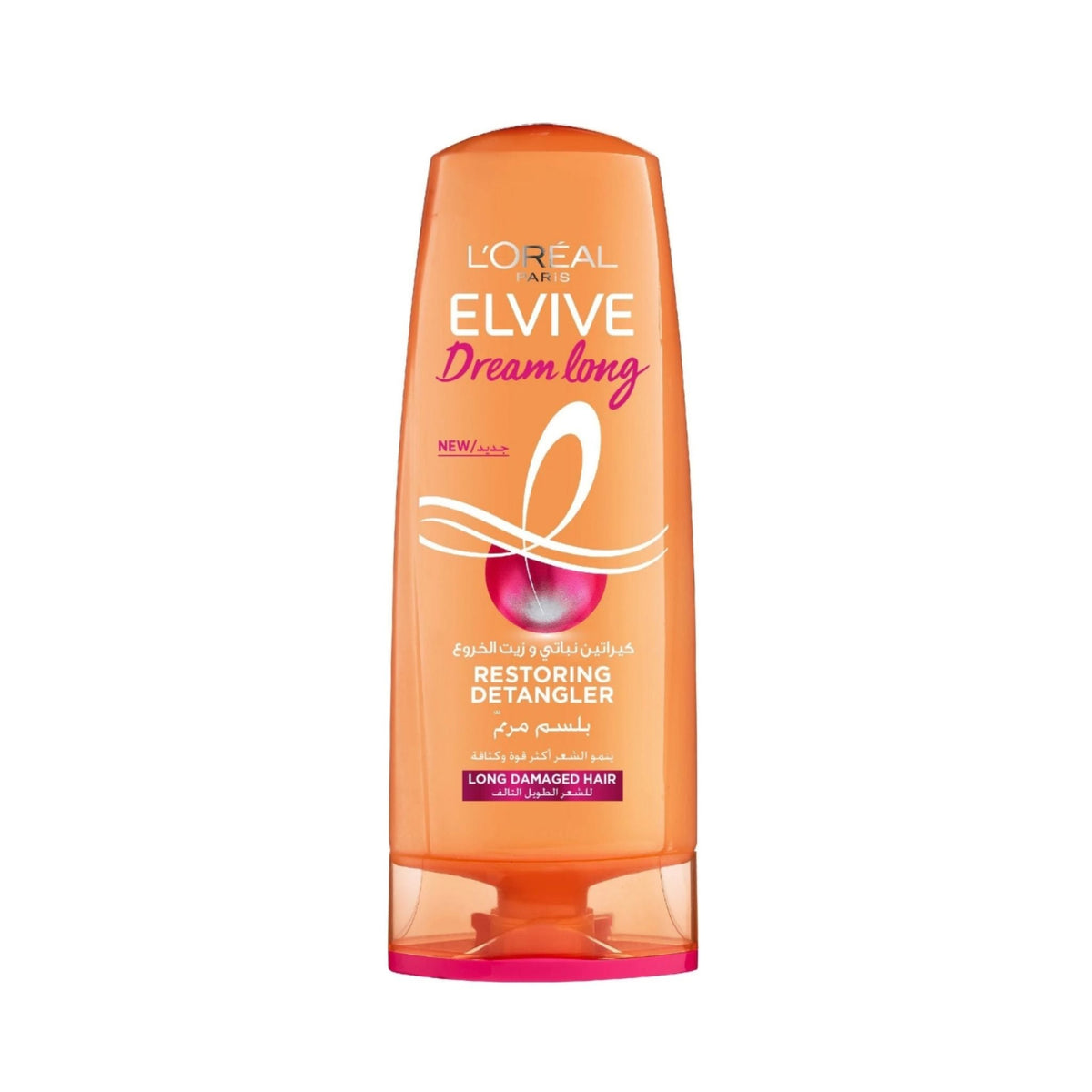 Refect Beauty L'Oreal Paris Elvive Dream Long Restoring Conditioner in an orange bottle for long damaged hair