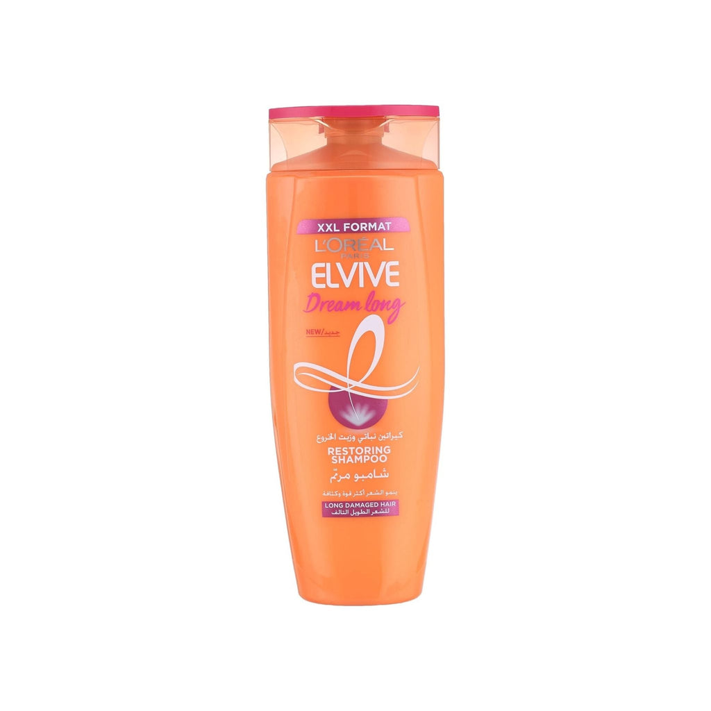 Refect Beauty L'Oréal Paris Elvive Dream Long restoring shampoo in an orange bottle for long damaged hair