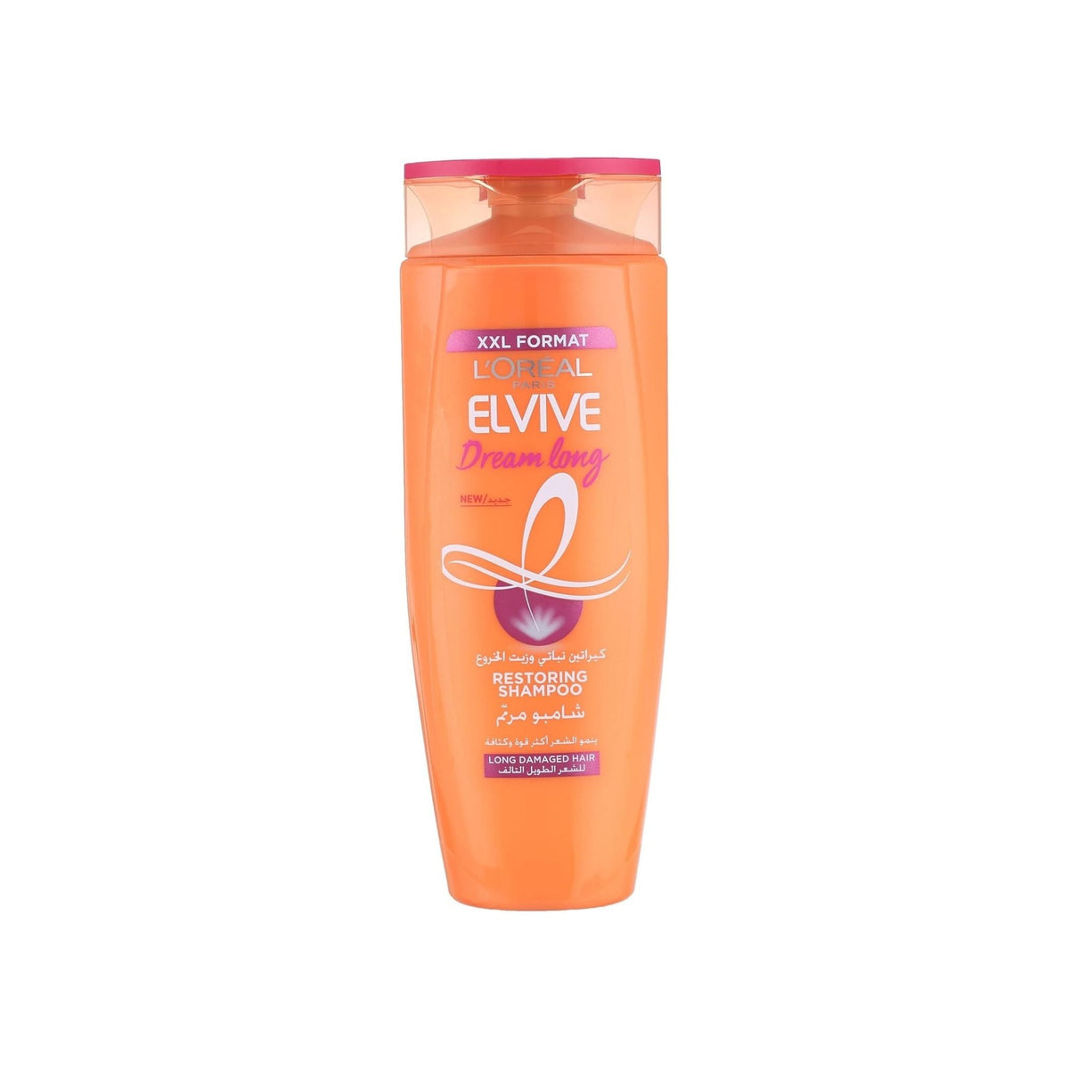 Refect Beauty L'Oréal Paris Elvive Dream Long restoring shampoo in an orange bottle for long damaged hair