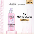 Refect Beauty L'Oreal Paris Elvive Glycolic Gloss leave-in cream bottle for dull and porous hair with shine benefits.