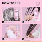 Refect Beauty L'Oreal Paris Elvive Glycolic Gloss hair care routine showing shampoo, conditioner, and spray application.